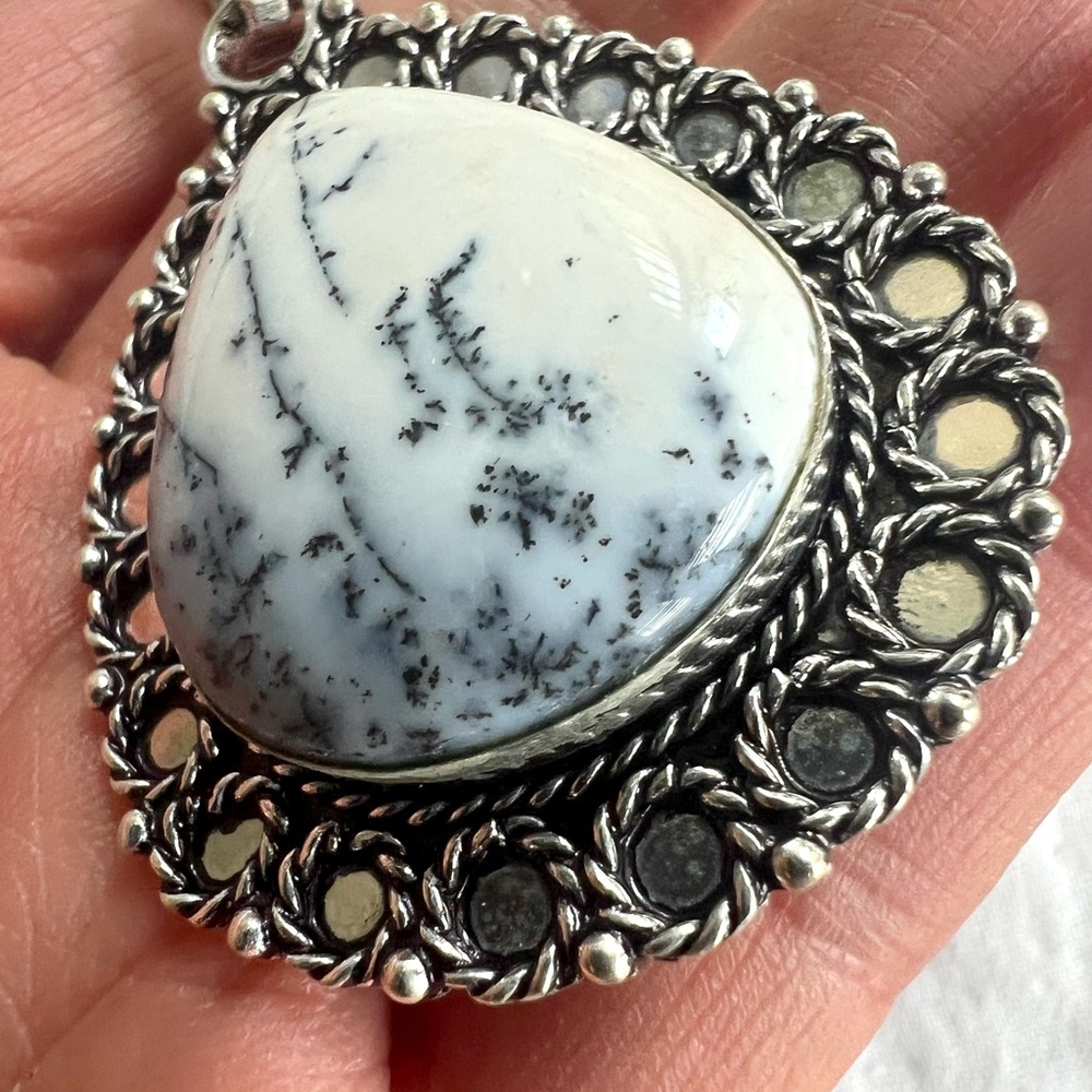 925 Stunning! Dendritic Agate Statement Piece Nec… - image 5